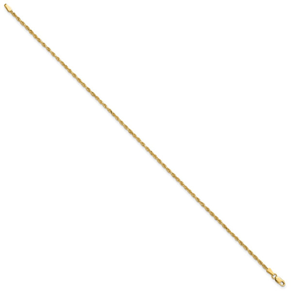 14K Gold 10-Inch Diamond-Cut Rope Anklet