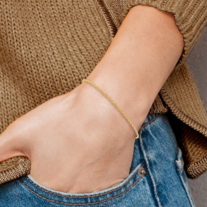 Shop Stylish 14K Gold 10-Inch Diamond-Cut Rope Anklet - Affordable Luxury!-6