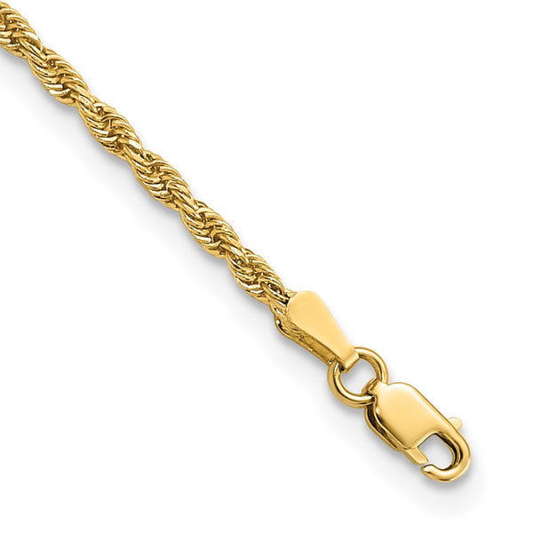 14K Gold 10-Inch Diamond-Cut Rope Anklet