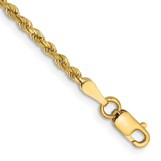 Shop Exclusive 14K Gold 9-Inch 2mm Diamond-Cut Rope Anklet - Stylish Value!