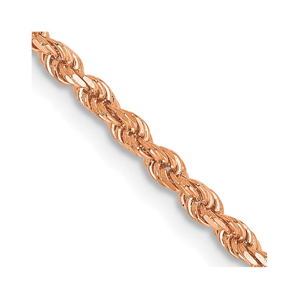 14K Rose Gold 30-Inch Diamond-Cut Rope Chain
