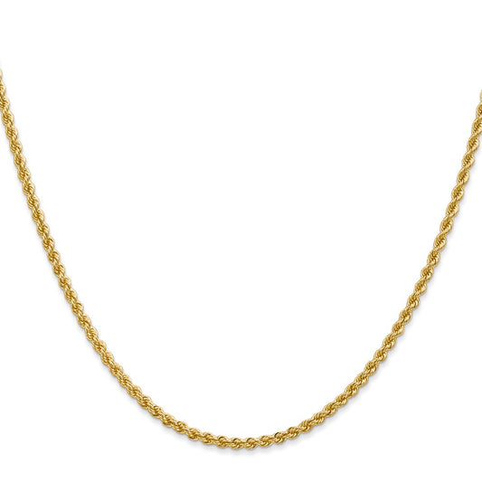 Buy 14K Gold 22-Inch Classic Rope Chain 2.25mm - Stylish & Affordable!
