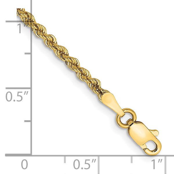 14K Gold 7-Inch Rope Chain, 2.25mm Links