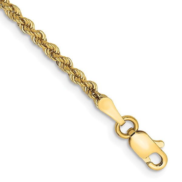14K Gold 7-Inch Rope Chain, 2.25mm Links