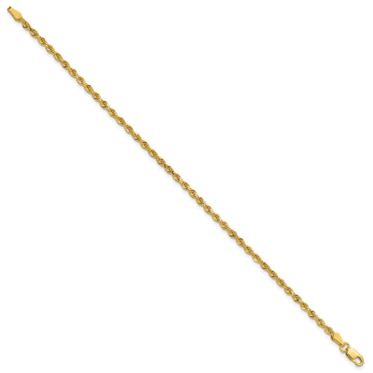 Shop 14K Gold 10-Inch Diamond-Cut Rope Anklet - Stylish 2.25mm Width!