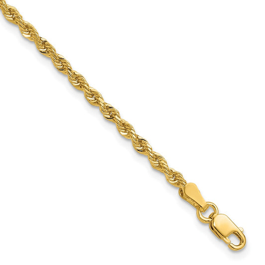 Shop 14K Gold 10-Inch Diamond-Cut Rope Anklet - Stylish 2.25mm Width!