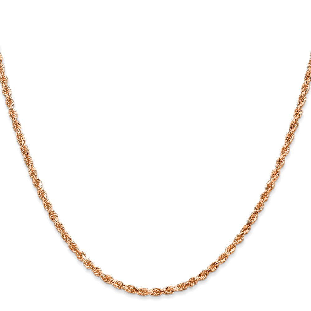 Exclusive 14K Rose Gold 30-Inch Diamond-Cut Rope Chain - 2.25mm Value!