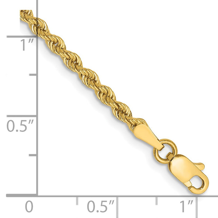 High-Quality 14K Gold 10-Inch 2.5mm Classic Rope Anklet - Stylish Value!-2
