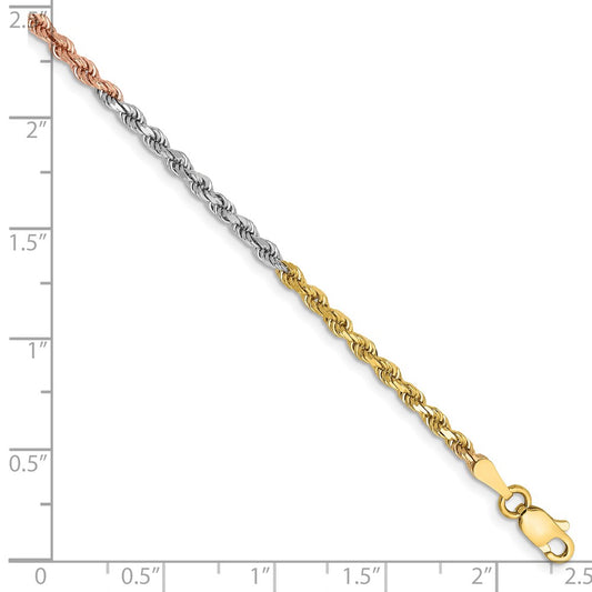 Buy Stylish 14K Tri-Color Diamond-Cut Rope Chain - 7-Inch, 2.5mm Width
