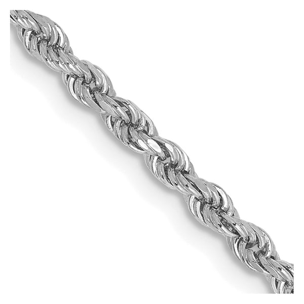 14K White Gold 30-Inch Diamond-Cut Rope Chain - 2.25mm