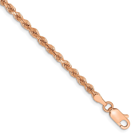 Buy 14K Rose Gold 2.75mm Diamond-Cut Rope Chain - Stylish & Affordable!