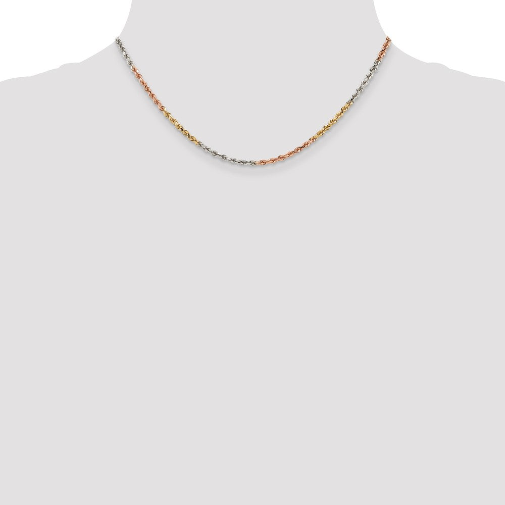 Buy Exclusive 14K Tri-Color 16-Inch Diamond-Cut Rope Chain, 2.9mm