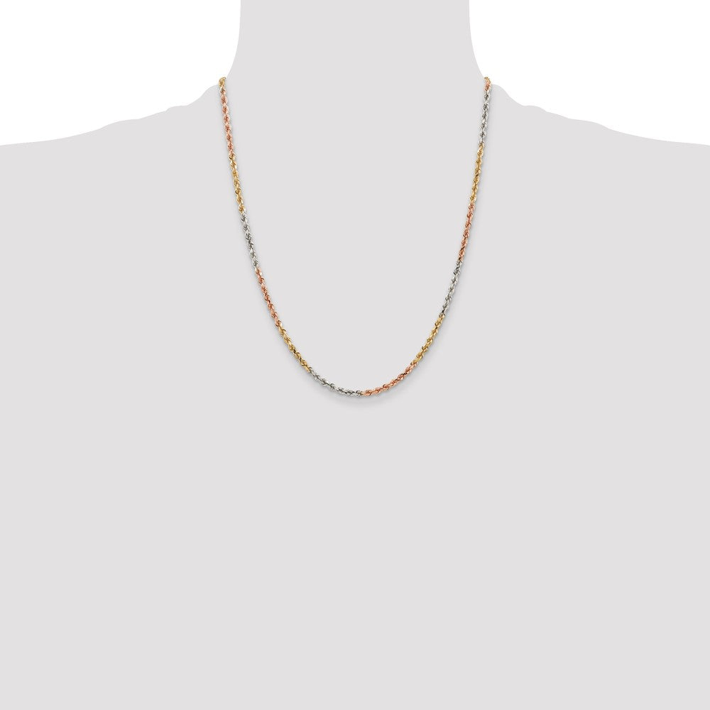 Buy 14K Tri-Color 2.9mm Diamond-Cut Rope Chain - Stylish Luxury Jewelry