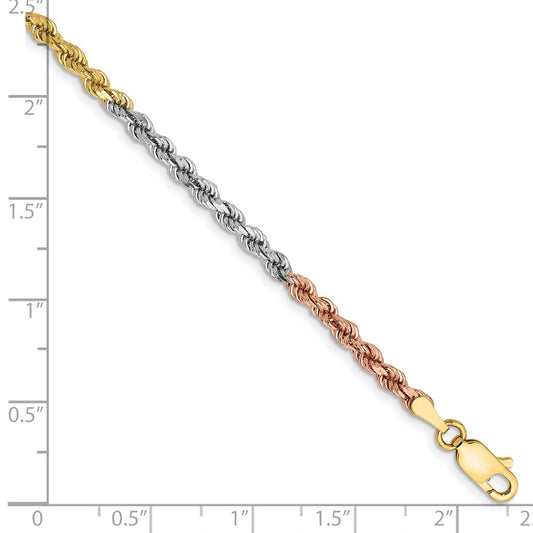 Shop Exclusive 14K Tri-Color Diamond-Cut Rope Chain, 7 Inch, 2.9mm, Stylish