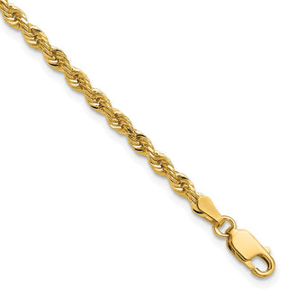 Shop Stylish 14K Gold 9-Inch 3mm Diamond-Cut Rope Chain - Luxury Accessory!