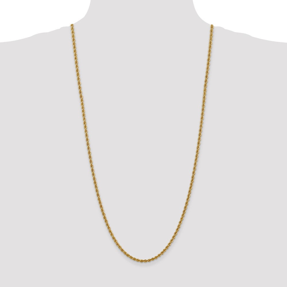 High-Quality 14K Gold 30-Inch 3mm Rope Chain - Affordable Luxury Style!
