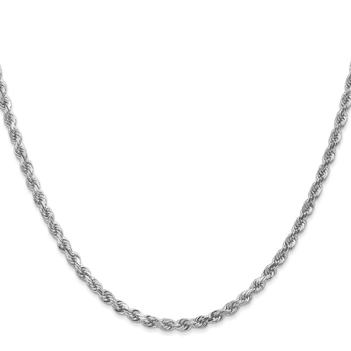 Designer 14K White Gold 22-Inch 3mm Diamond-Cut Rope Chain - Stylish Value!-2