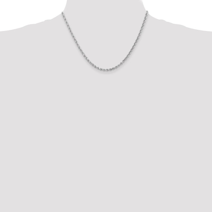 Buy 14K White Gold Diamond-Cut Rope Chain 18" - Stylish 3mm Links, Luxury!-4