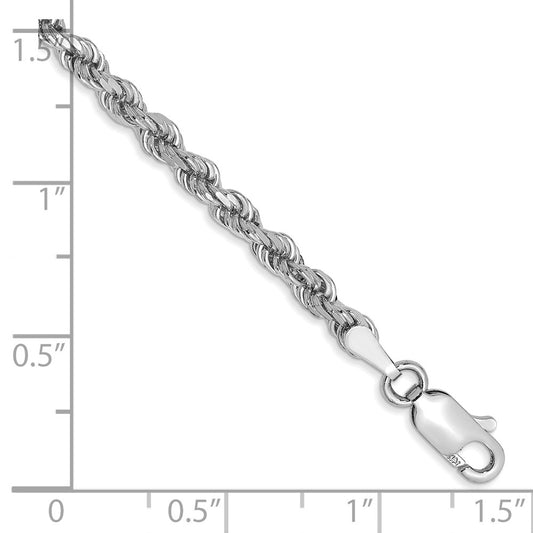 High-Quality 14K White Gold 9-Inch Diamond-Cut Rope Chain - Stylish Value!