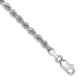 High-Quality 14K White Gold 9-Inch Diamond-Cut Rope Chain - Stylish Value!