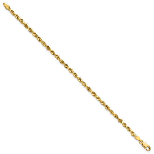 Shop 14K Gold 7-Inch Diamond-Cut Rope Chain - Stylish 3.25mm Links, Luxury!