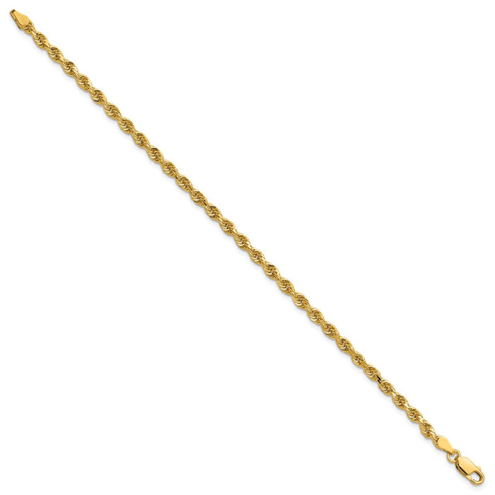 Shop 14K Gold 7-Inch Diamond-Cut Rope Chain - Stylish 3.25mm Links, Luxury!-2