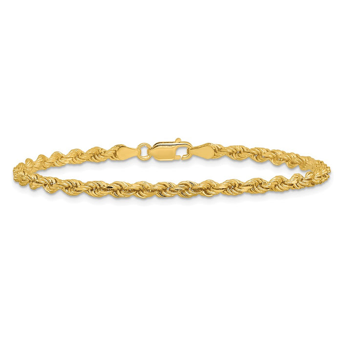 Shop 14K Gold 7-Inch Diamond-Cut Rope Chain - Stylish 3.25mm Links, Luxury!-4