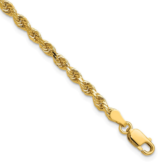Shop 14K Gold 7-Inch Diamond-Cut Rope Chain - Stylish 3.25mm Links, Luxury!