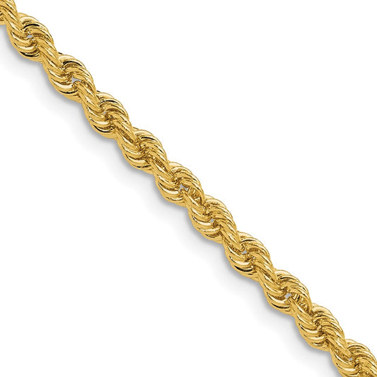 High-Quality 14K Gold 3.3mm Classic Rope Chain Necklace - Stylish Value!