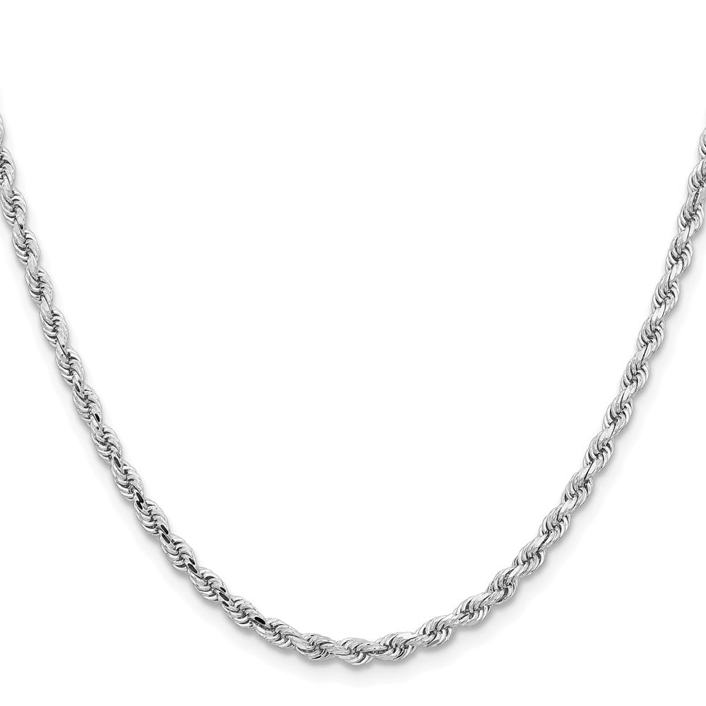 Designer 14K White Gold 18" Diamond-Cut Rope Chain - Stylish & Affordable!