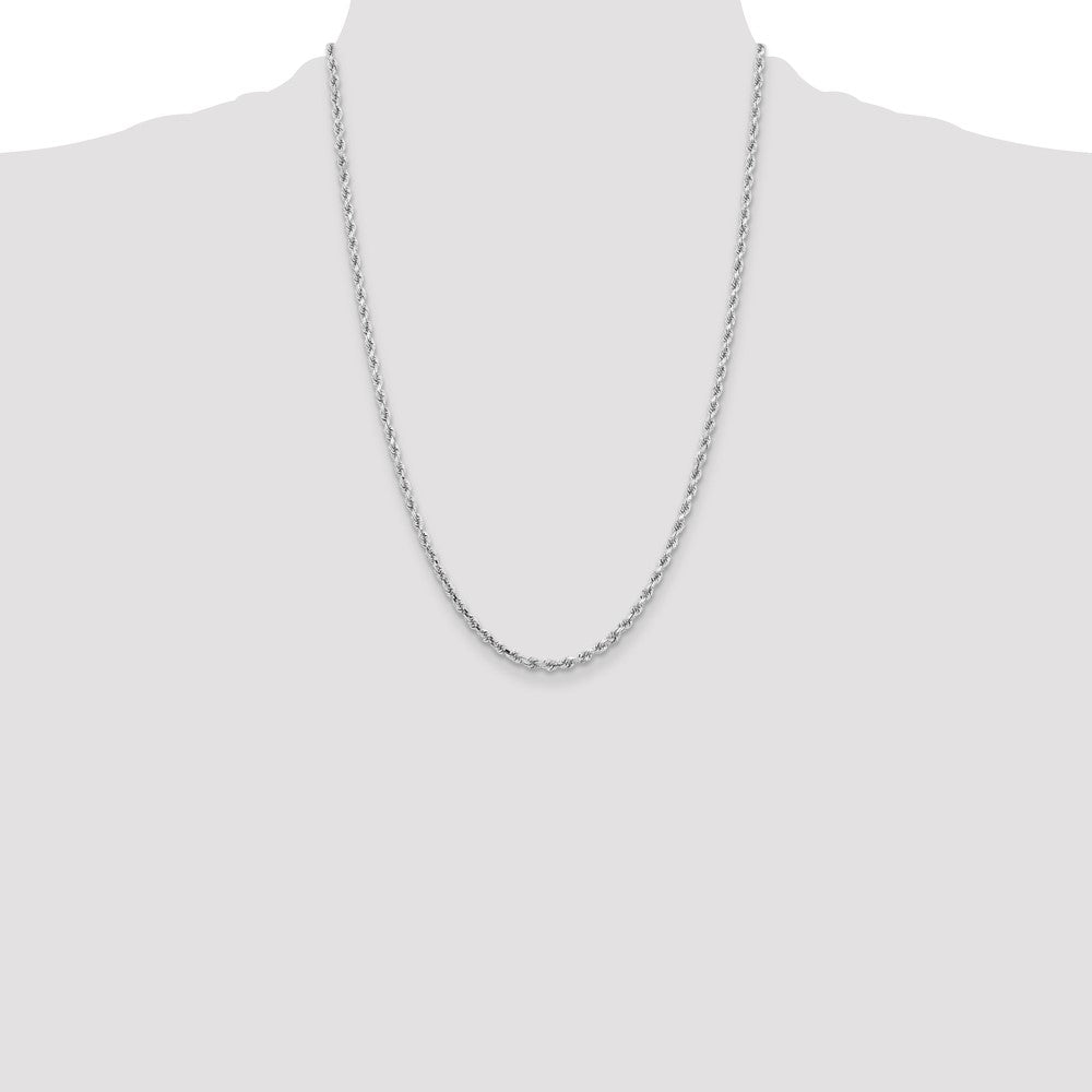 Shop 14K White Gold 24-Inch 3.25mm Diamond-Cut Rope Chain - Stylish & Affordable!