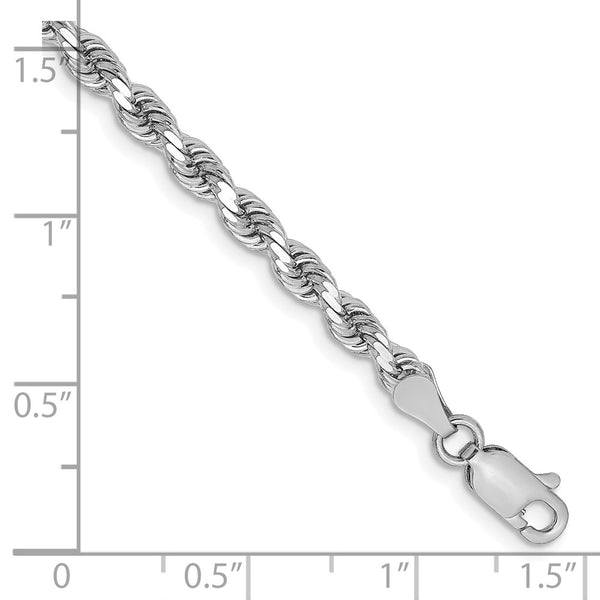 14K White Gold Diamond-Cut Rope Chain - 3.25mm Links