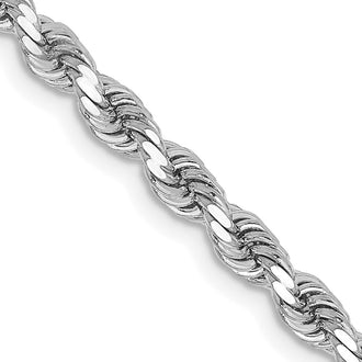Shop 14K White Gold 24-Inch 3.25mm Diamond-Cut Rope Chain - Stylish & Affordable!