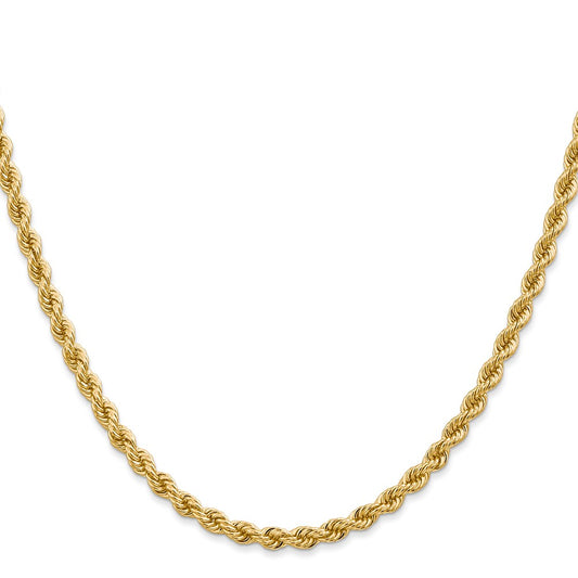 High-Quality 14K Gold 22-Inch Rope Chain, 3.65mm Thick, Stylish & Affordable!