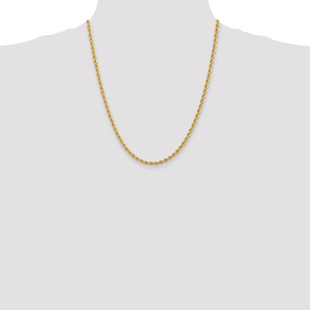 High-Quality 14K Gold 22-Inch Rope Chain, 3.65mm Thick, Stylish & Affordable!