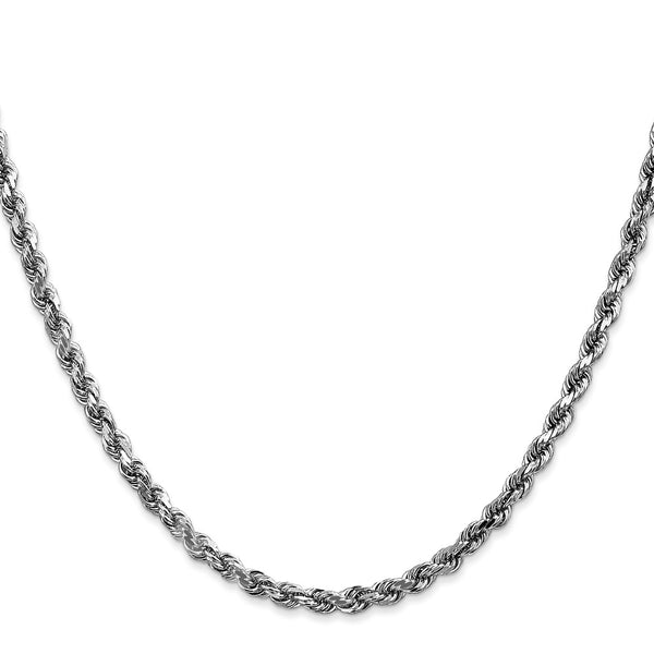 14K White Gold 3.5mm Diamond-Cut Rope Chain