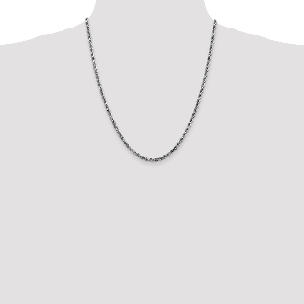 Buy 14K White Gold 22-Inch 3.5mm Diamond-Cut Rope Chain - Stylish Luxury
