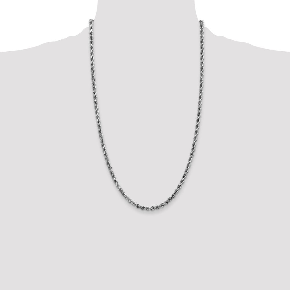Buy Exclusive 14K White Gold 26-Inch Diamond-Cut Rope Chain - Stylish Value!