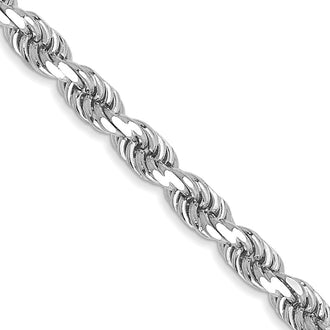 Buy 14K White Gold 22-Inch 3.5mm Diamond-Cut Rope Chain - Stylish Luxury