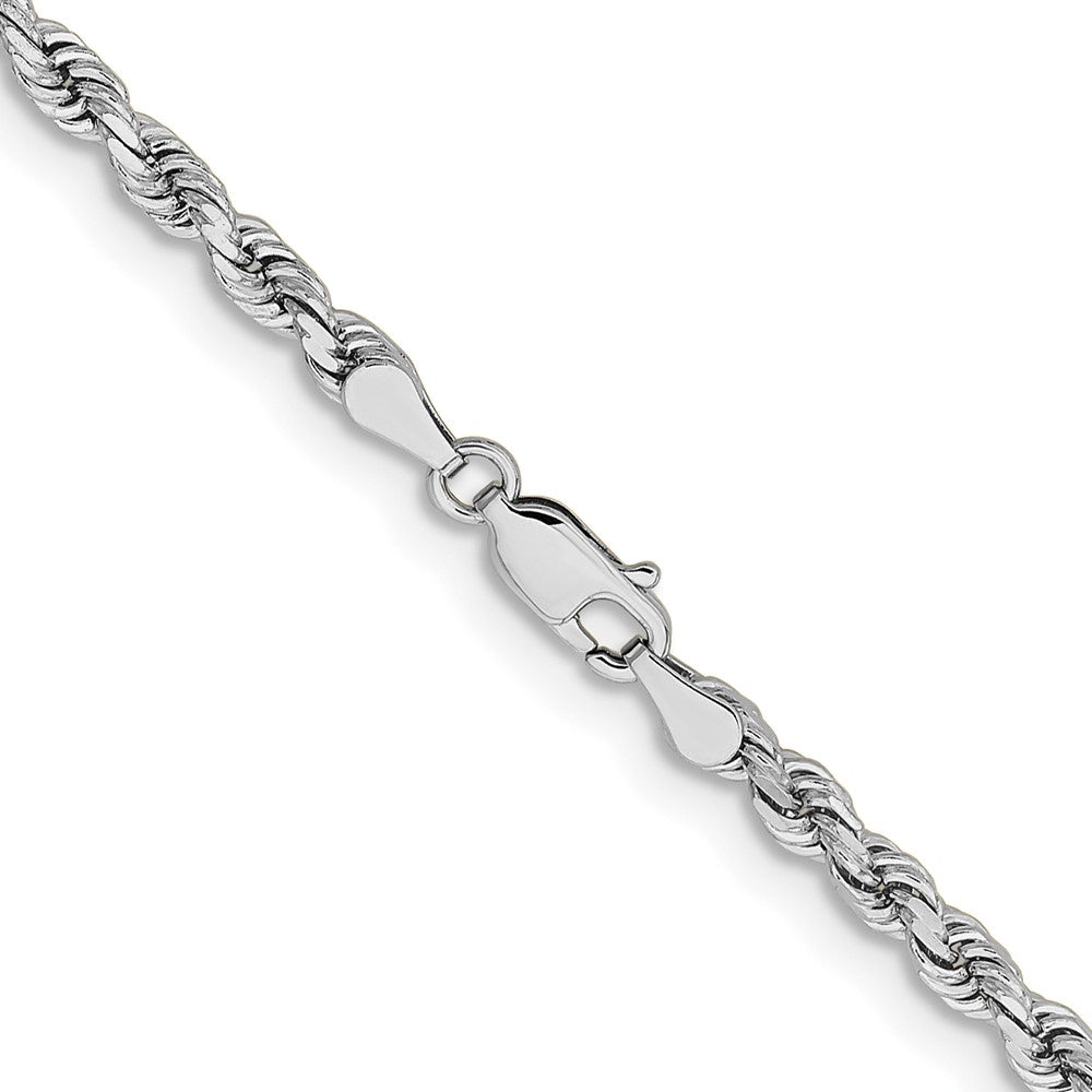 High-Quality 14K White Gold 22-Inch Diamond-Cut Rope Chain, Stylish & Affordable