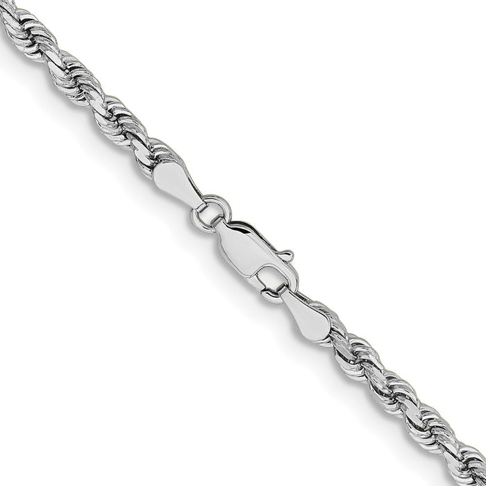 High-Quality 14K White Gold 22-Inch Diamond-Cut Rope Chain, Stylish & Affordable-3