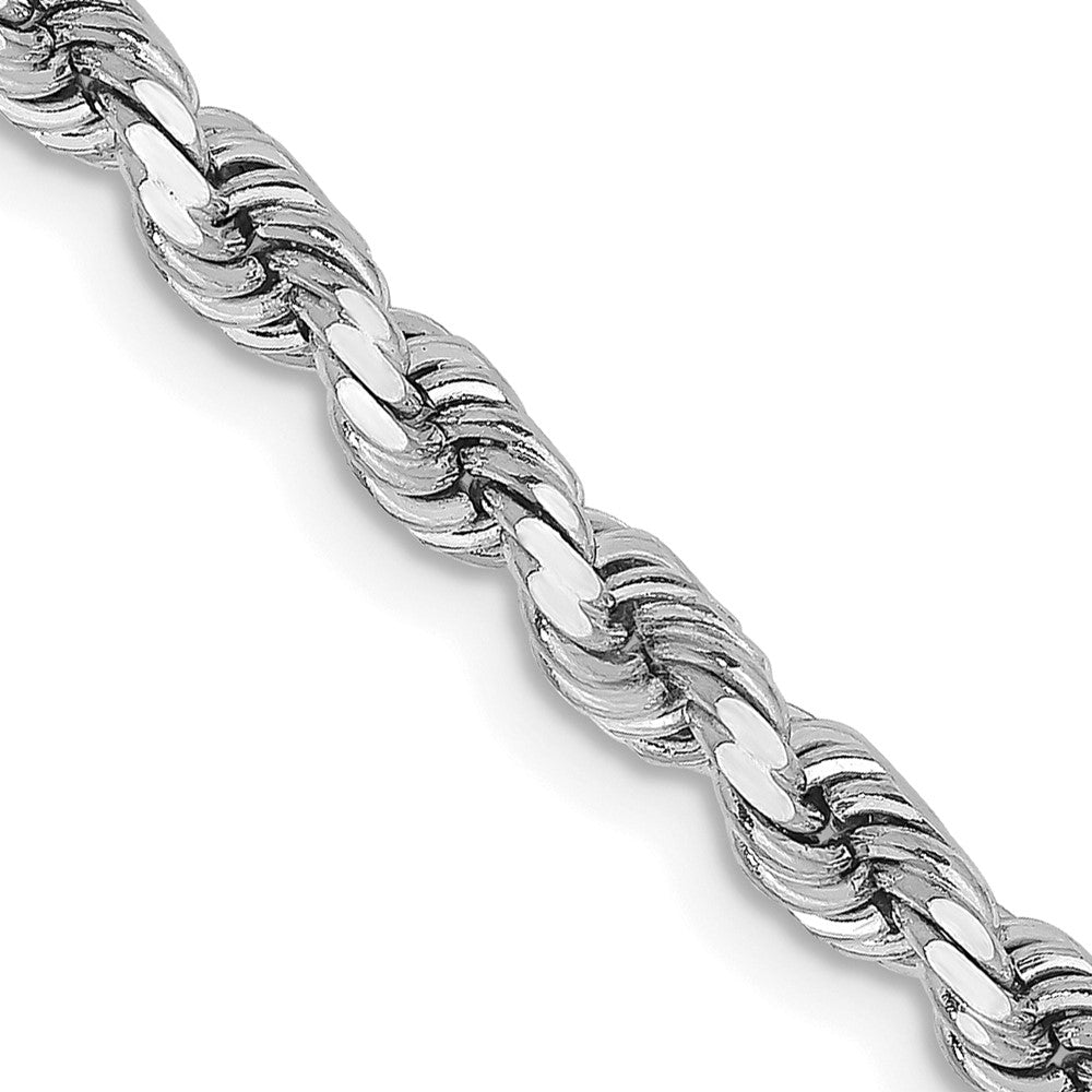 High-Quality 14K White Gold 22-Inch Diamond-Cut Rope Chain, Stylish & Affordable