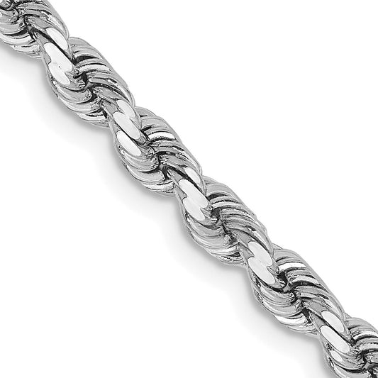 High-Quality 14K White Gold 22-Inch Diamond-Cut Rope Chain, Stylish & Affordable