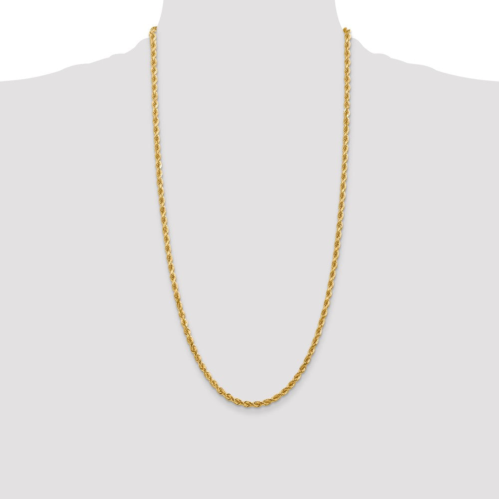 Buy 14K Gold 28-Inch Diamond-Cut Rope Chain, 4mm Width, Stylish & Affordable!