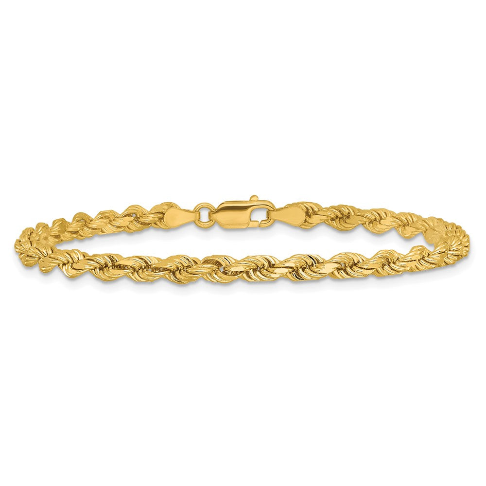 Buy Stylish 14K Gold 7-Inch 4mm Diamond-Cut Rope Chain, Luxury Lobster Clasp
