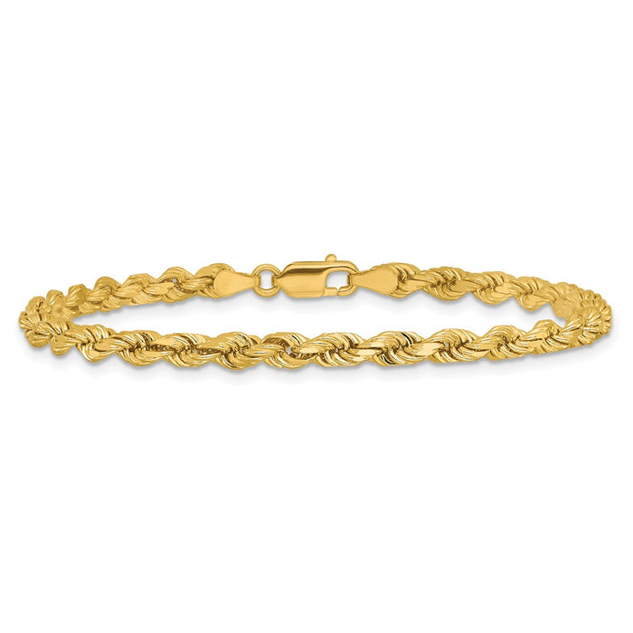 Buy Stylish 14K Gold 7-Inch 4mm Diamond-Cut Rope Chain, Luxury Lobster Clasp-4