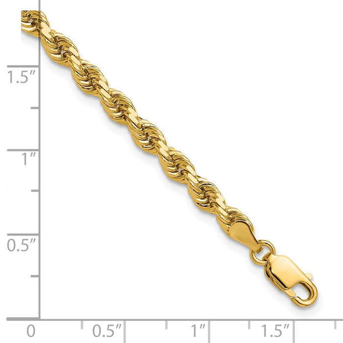 Buy Stylish 14K Gold 7-Inch 4mm Diamond-Cut Rope Chain, Luxury Lobster Clasp-3