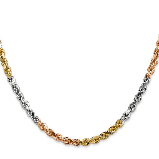Shop Exclusive 14K Tri-Color Diamond-Cut Rope Chain - 24-Inch, 4mm, Stylish!
