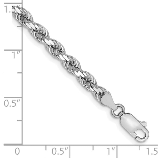 14K White Gold 4mm Diamond-Cut Rope Chain