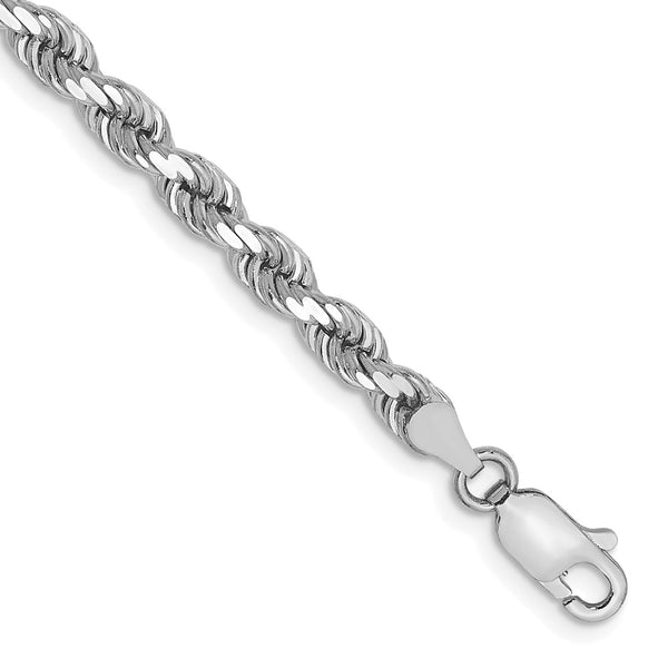 14K White Gold 4mm Diamond-Cut Rope Chain